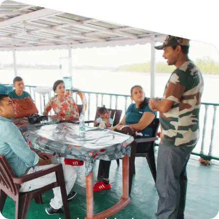 guide explaining in Sundarban wildlife package tour
