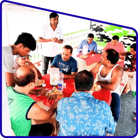 Group meal with hilsa dishes onboard