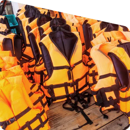 tourists wearing life jackets in Sundarban boat