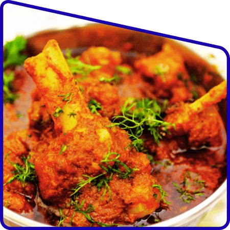 Traditional mutton curry served in Sundarban tour meal