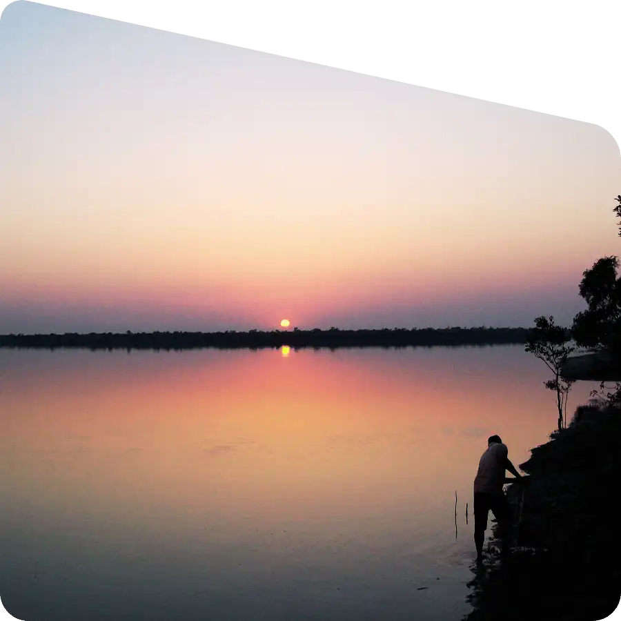 sunset view in Sundarban river cruise